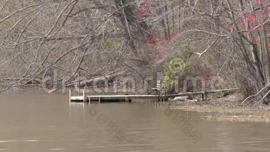 佐治亚州，考布尔公园，一个小木墩，延伸到阿克沃思湖